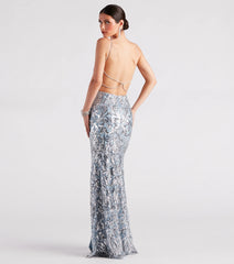 Lexi Formal Sequin Rhinestone A-Line Dress