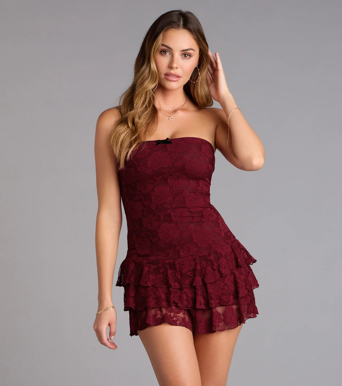 Crush On You Lace Ruffle Romper