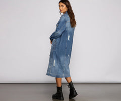 Such A Vibe Long-Line Denim Jacket