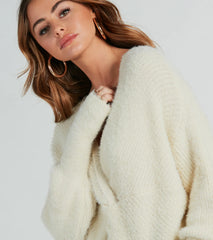 Giving Me Cozy Feels Eyelash Surplice Sweater