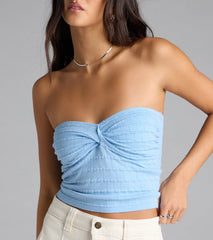 Sweet Honey Strapless Twist Crop Top