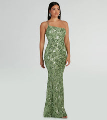 Meredith One-Shoulder Sequin Formal Dress