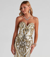 Jaylene Formal Sequin Scroll Dress