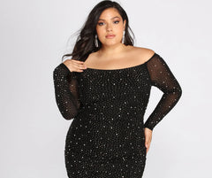 Plus Cami Formal Heat Stone Midi Dress