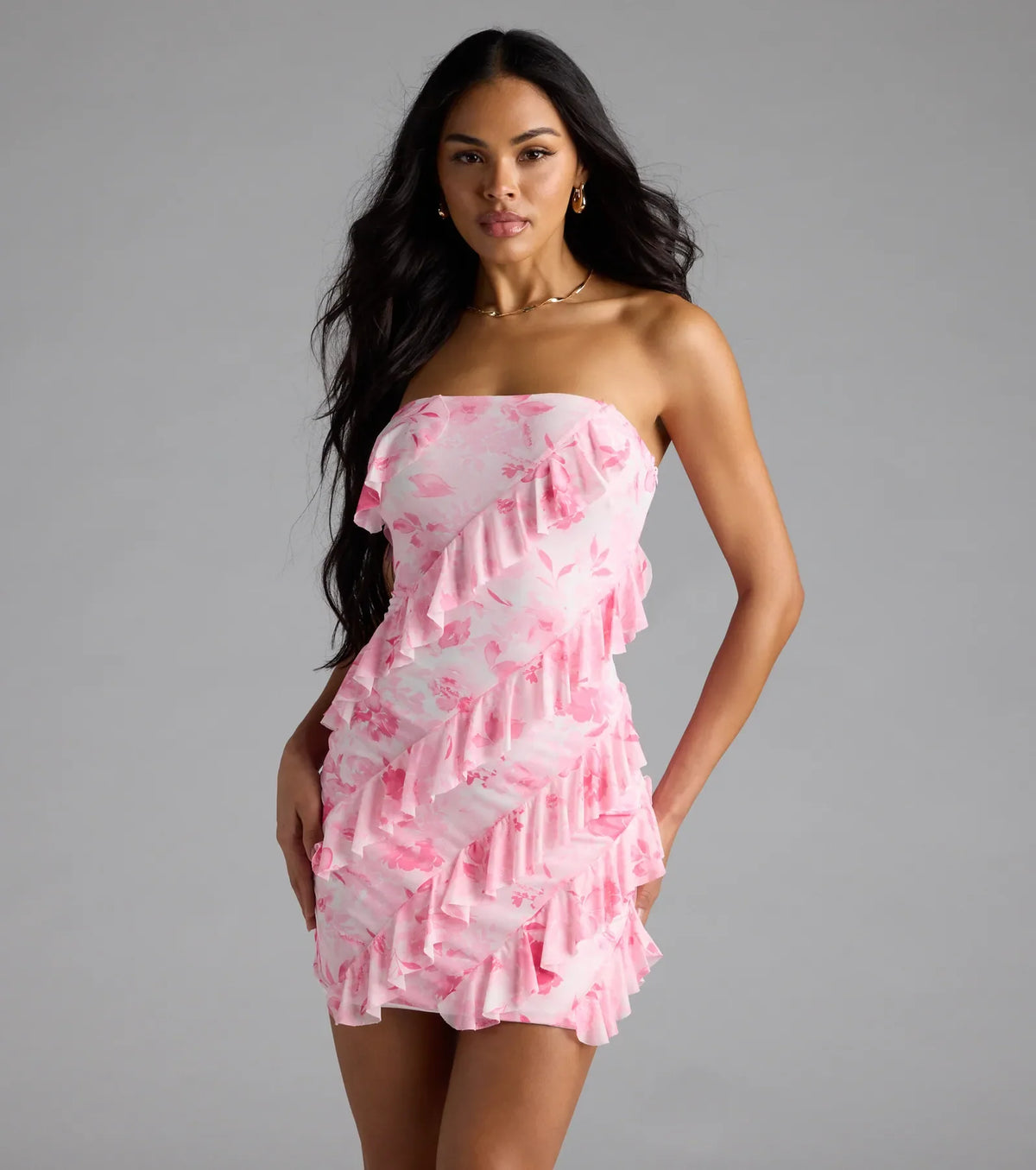 Summer Bloom Floral Ruffled Mini Dress