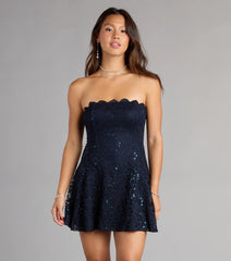 Dazzle Hour Strapless Lace Skater Dress