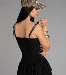 Wild Thing Mesh Belted Strap Mini Dress