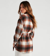 Cozy Fall Vibes Belted Plaid Shacket