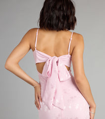 Gabriella Floral Embroidered Tie Back Formal Dress