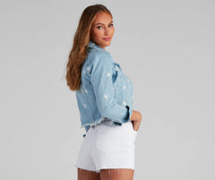 Trendsetting Vibes Embroidered Denim Jacket
