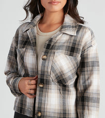 Chill Temps Plaid Crop Shacket