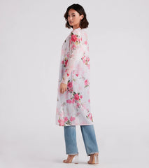 Full Bloom Floral Mesh Duster