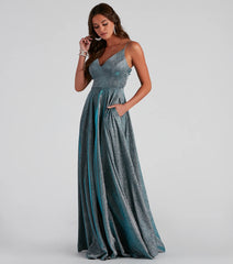 Soleil Formal Open Back Glitter Dress