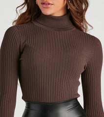 Classic Ribbed Knit Turtleneck Bodysuit