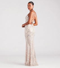 Angelina Formal Lace-Up Sequin Mermaid Dress