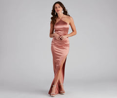 Cameron Halter High Slit Formal Dress