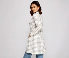 Classic Window Pane Trench Coat