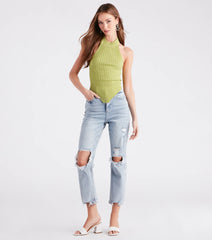 Summer Glow Asymmetric Halter Top