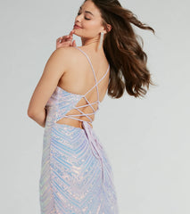 Shannon Lace-Up Sequin Mesh Mermaid Formal Dress