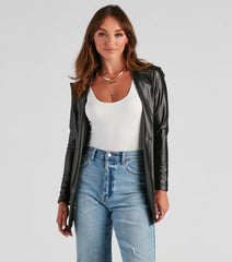 Classic Faux Leather Blazer