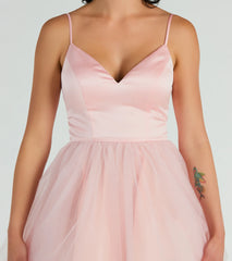 Edith V-Neck A-Line Satin Tulle Party Dress