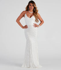 Natalie Sequin A-Line Formal Dress