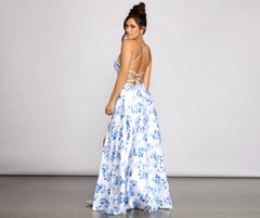 Lindsey Formal Floral High-Slit Dress