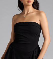 Soiree Ready Strapless Crepe Skater Mini Dress