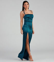 Selena High-Slit Satin Formal Dress