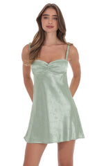 Jacquard Babydoll Dress in Sage