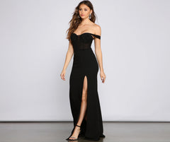 Elandra Formal Off The Shoulder Heat Stone Dress