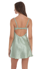Jacquard Babydoll Dress in Sage