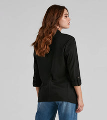 Chic Fit Cuffed Boyfriend Blazer