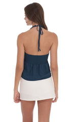 Scrunch Halter Top in Navy