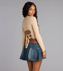 Cozy Twist Cable Knit Tie Back Sweater