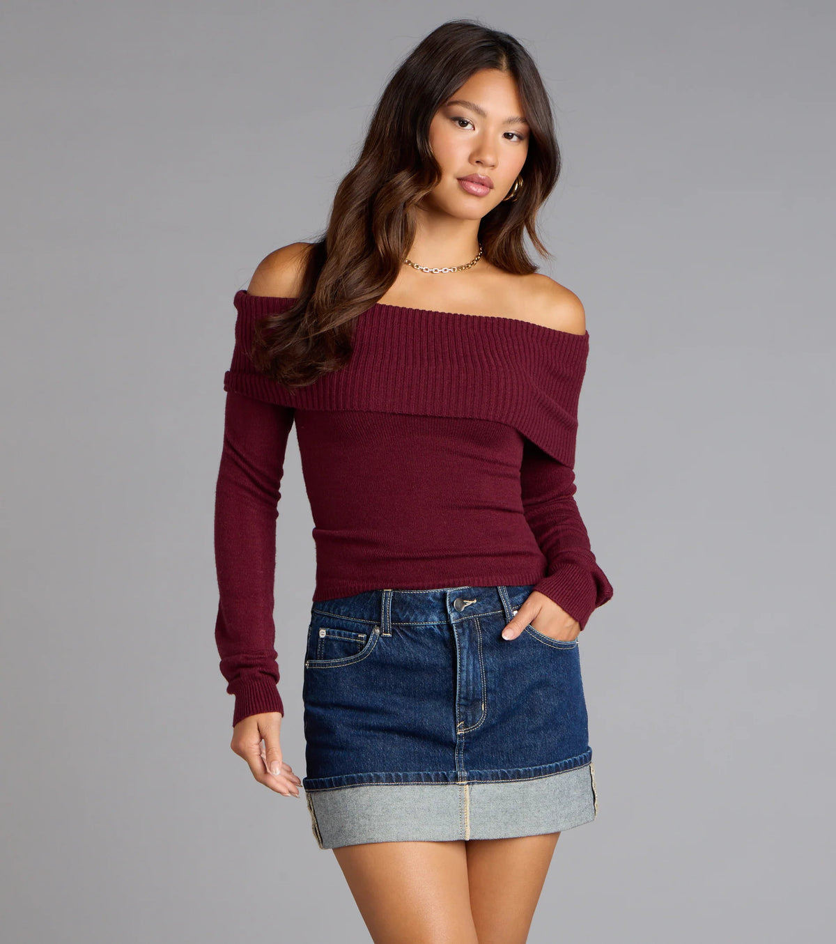 Autumn Allure Off-The-Shoulder Sweater