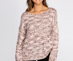 Wide Neck Confetti Knit Sweater