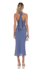 Chiffon Midi Skirt in Powder Blue