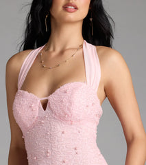 Calla Halter Mermaid Pearl Beaded Formal Dress