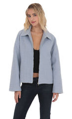 Sherpa Zip-Up Jacket in Light Blue
