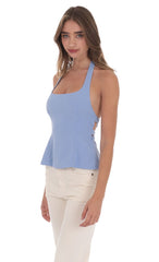 Back Bows Halter Top in Powder Blue