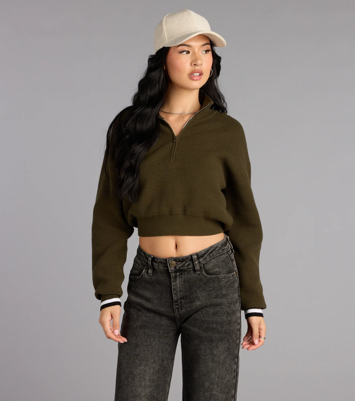 Season Shift Mock Neck Crop Sweater