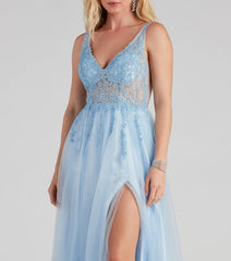 Merritt Formal V-Neck Tulle Ball Gown