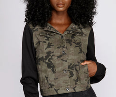 Knit Sleeve Camo Jacket