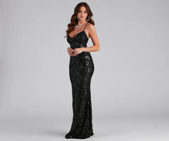 Marleigh Formal Sequin Scroll Dress
