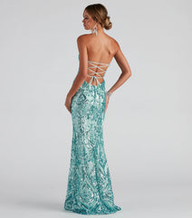 Cordelia Formal Damask Sequin Dress