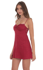 Jacquard Floral Back Lace Dress in Burgundy