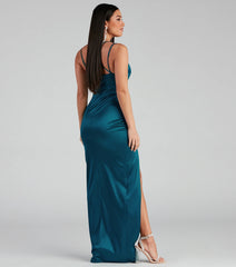 Selena High-Slit Satin Formal Dress
