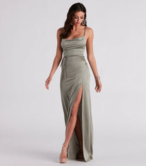 Courtney Tie-Front Satin Formal Dress