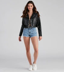 Edgy Chic Belted Moto Jacket